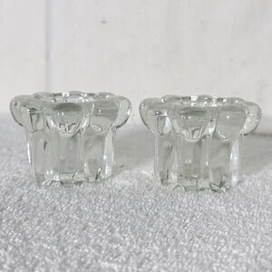 5/$35 Vintage Clear Glass Candle Holders x2